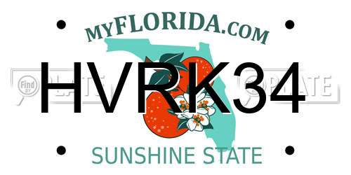 HVRK34 Florida License Plate