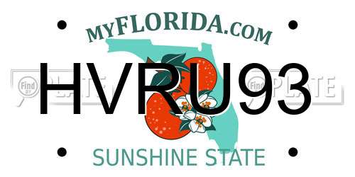 HVRU93 Florida License Plate