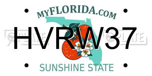 HVRW37 Florida License Plate