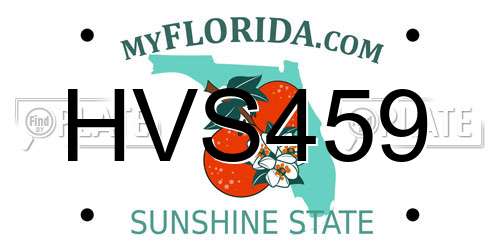 HVS459 Florida License Plate
