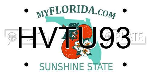 HVTU93 Florida License Plate