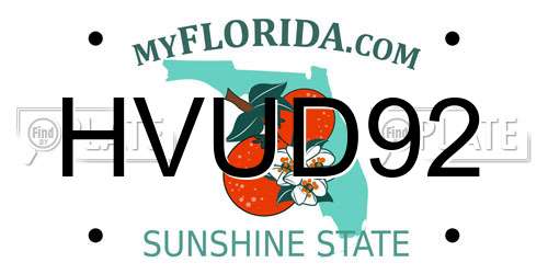 HVUD92 Florida License Plate