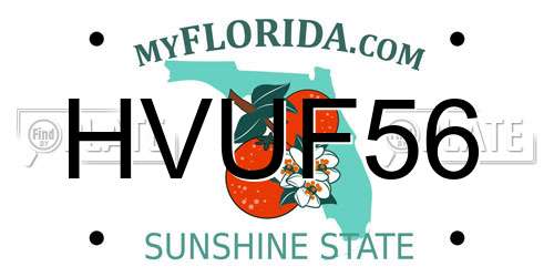 HVUF56 Florida License Plate