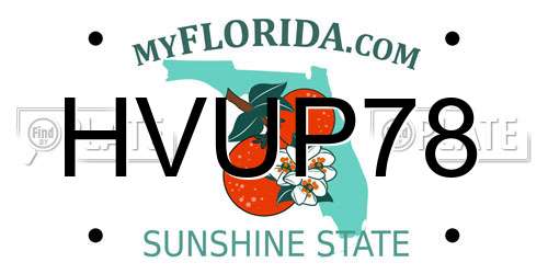 HVUP78 Florida License Plate