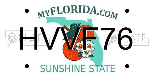 HVVF76 Florida License Plate