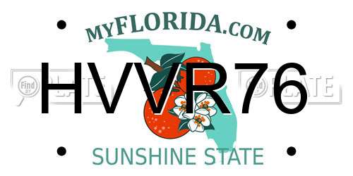 HVVR76 Florida License Plate