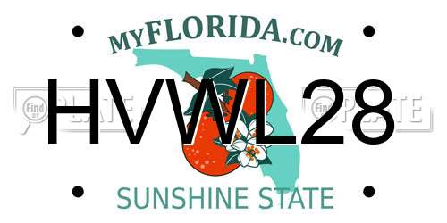 HVWL28 Florida License Plate