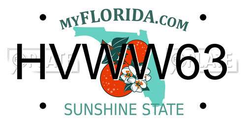 HVWW63 Florida License Plate