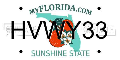 HVWY33 Florida License Plate