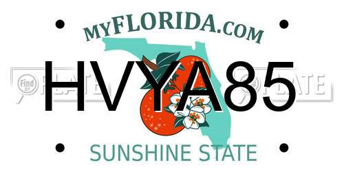 HVYA85 Florida License Plate
