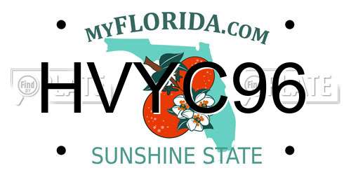 HVYC96 Florida License Plate