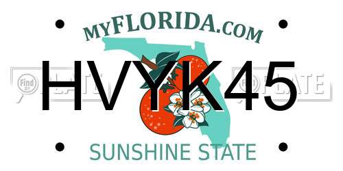 HVYK45 Florida License Plate