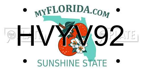 HVYV92 Florida License Plate