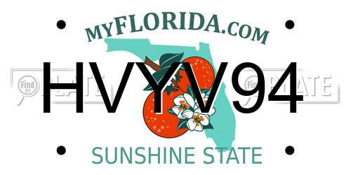 HVYV94 Florida License Plate