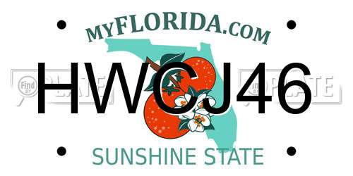 HWCJ46 Florida License Plate