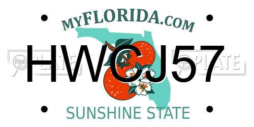 HWCJ57 Florida License Plate