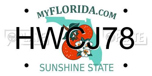 HWCJ78 Florida License Plate