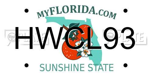 HWCL93 Florida License Plate