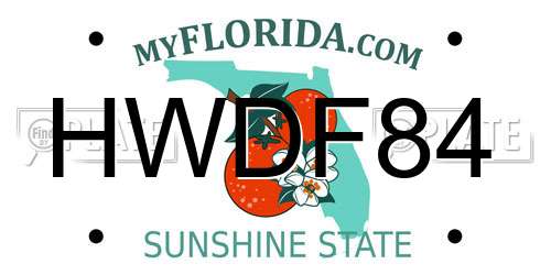 HWDF84 Florida License Plate
