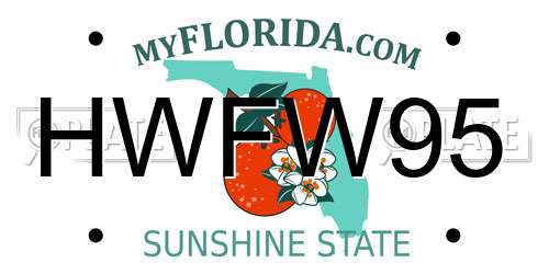 HWFW95 Florida License Plate
