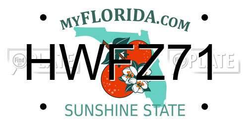 HWFZ71 Florida License Plate