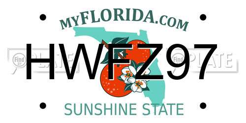 HWFZ97 Florida License Plate
