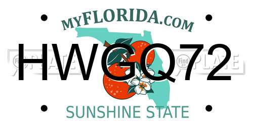 HWGQ72 Florida License Plate