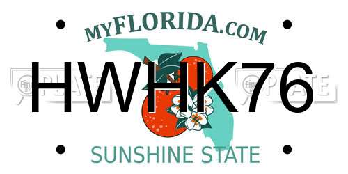 HWHK76 Florida License Plate