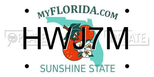 HWJ7M Florida License Plate