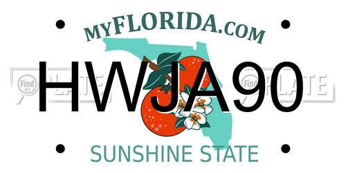 HWJA90 Florida License Plate