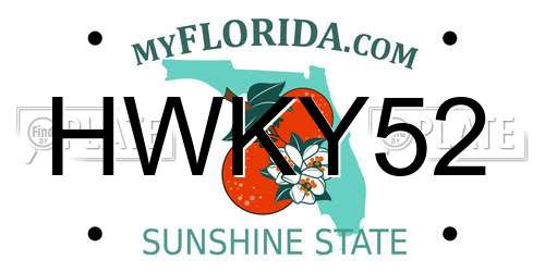 HWKY52 Florida License Plate