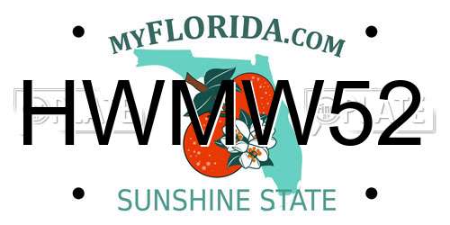 HWMW52 Florida License Plate
