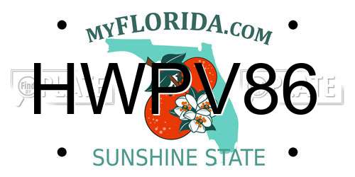 HWPV86 Florida License Plate