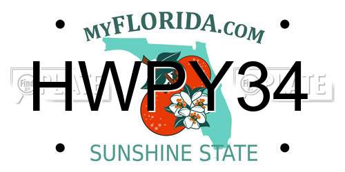 HWPY34 Florida License Plate