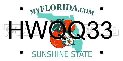 HWQQ33 Florida License Plate