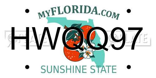 HWQQ97 Florida License Plate