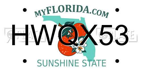 HWQX53 Florida License Plate