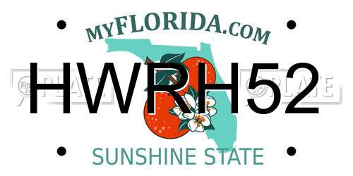HWRH52 Florida License Plate