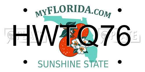 HWTQ76 Florida License Plate