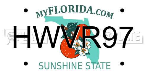 HWVR97 Florida License Plate
