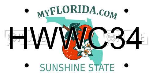 HWWC34 Florida License Plate