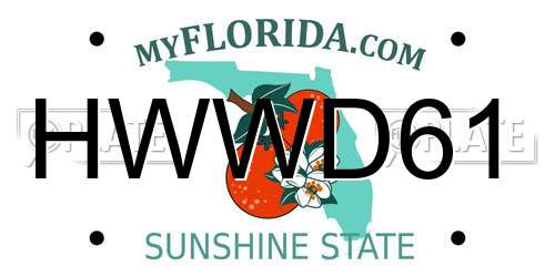 HWWD61 Florida License Plate