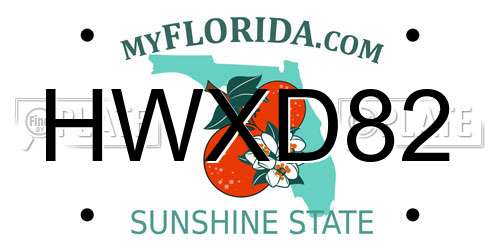 HWXD82 Florida License Plate