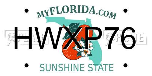 HWXP76 Florida License Plate