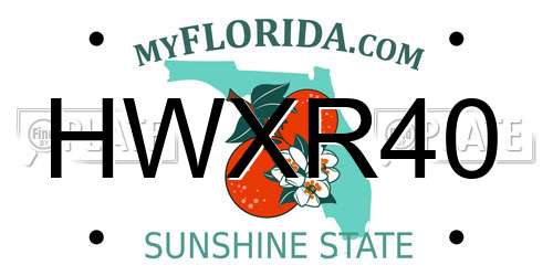 HWXR40 Florida License Plate