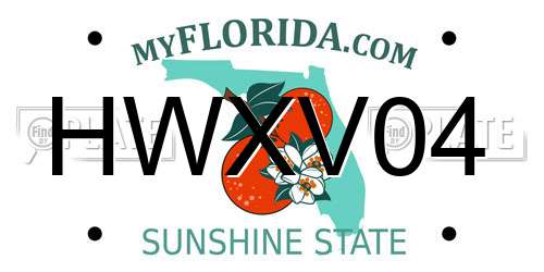 HWXV04 Florida License Plate
