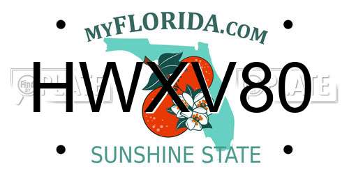 HWXV80 Florida License Plate