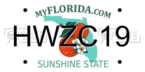 HWZC19 Florida License Plate