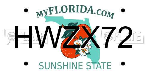 HWZX72 Florida License Plate
