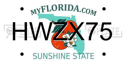 HWZX75 Florida License Plate